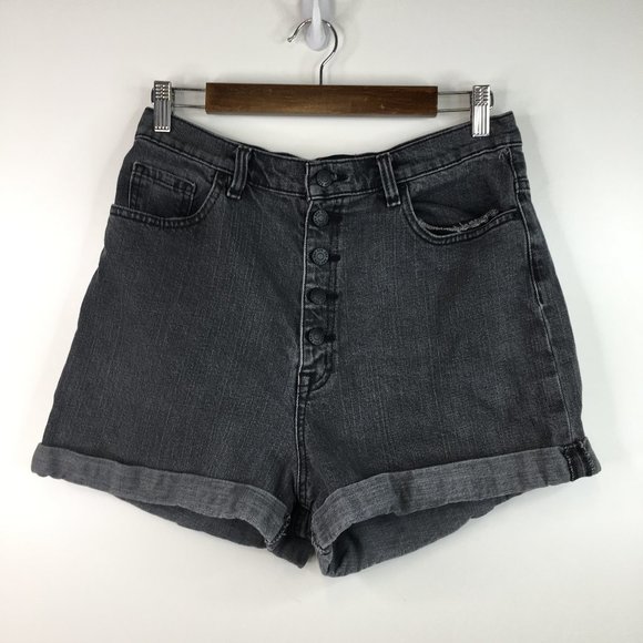 BDG Pants - BDG Gray Mom High Rise Jean Shorts Exposed Button Fly Size 31